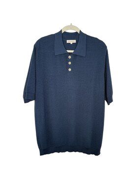 Far Afield Blue Waffle Knit Polo Shirt, 5/XXL